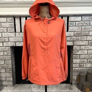 Coolibar Packable Sun protection Hooded Nylon Jacket Pull-on Anorak Coral Medium